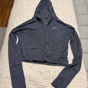 Nike Running Dri-FIT Cropped Zip-Up Hoodie Gray/blue